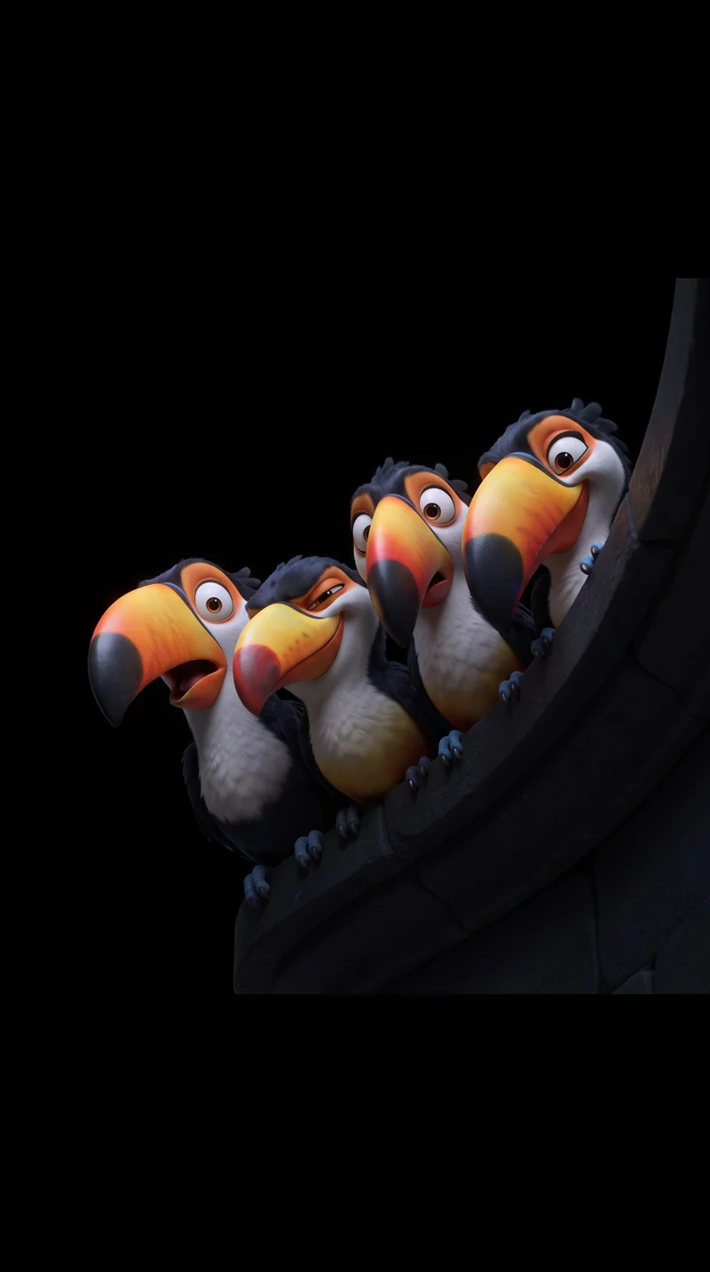 Four Funny Toucans Dark AMOLED 4K Phone Wallpaper - Bird Wallpapers mobile Wallpaper | Picmaze
