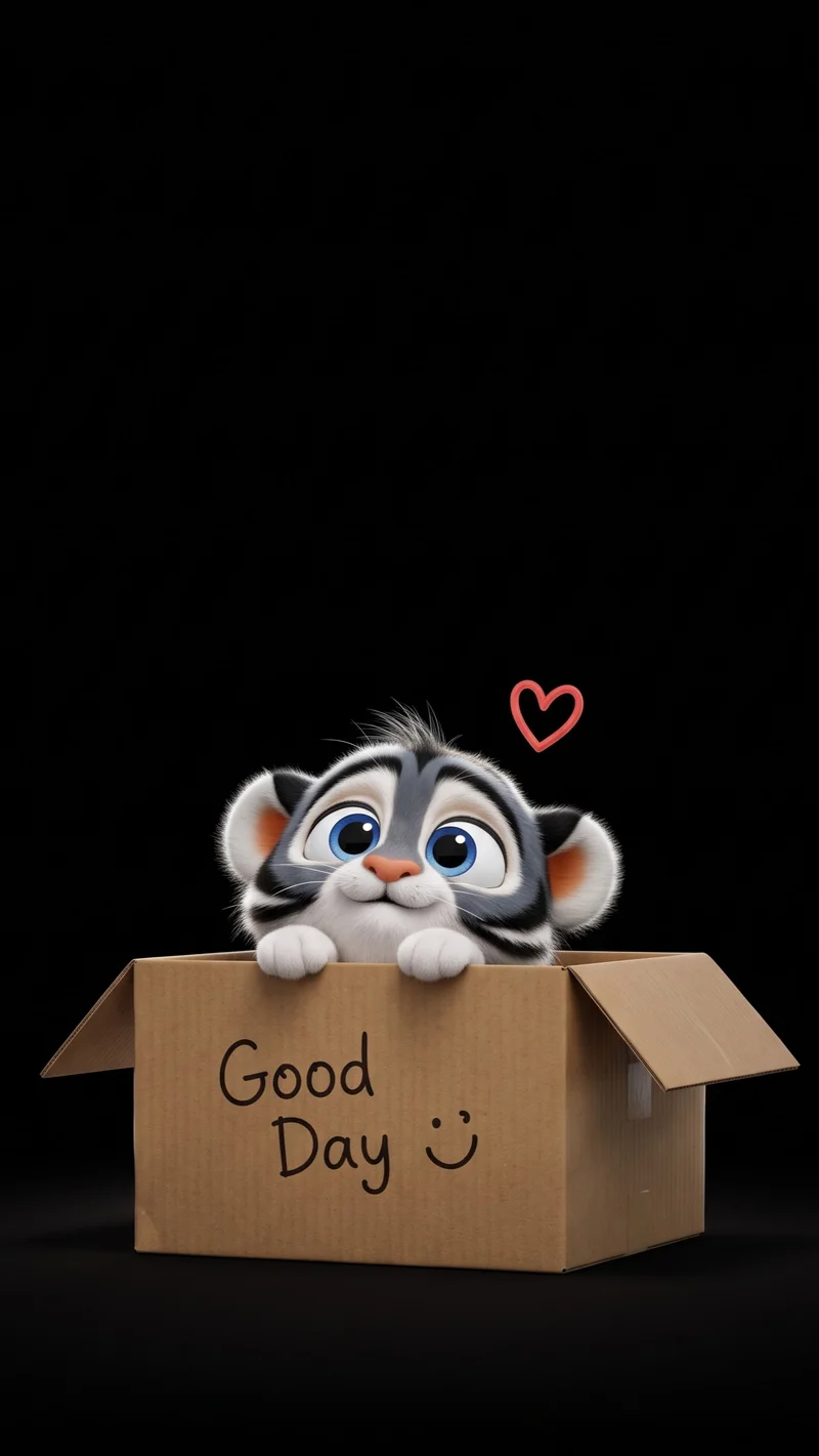 Adorable Striped Tiger Cub in Cardboard Box - Tiger cub wallpapers mobile Wallpaper | Picmaze