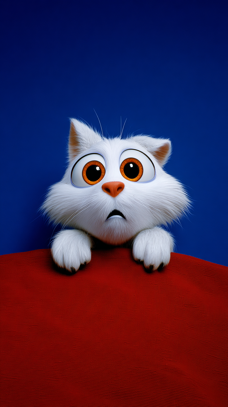 Cute Surprised White Kitten Wallpaper 4K Blue Background - Cat Wallpapers mobile Wallpaper | Picmaze