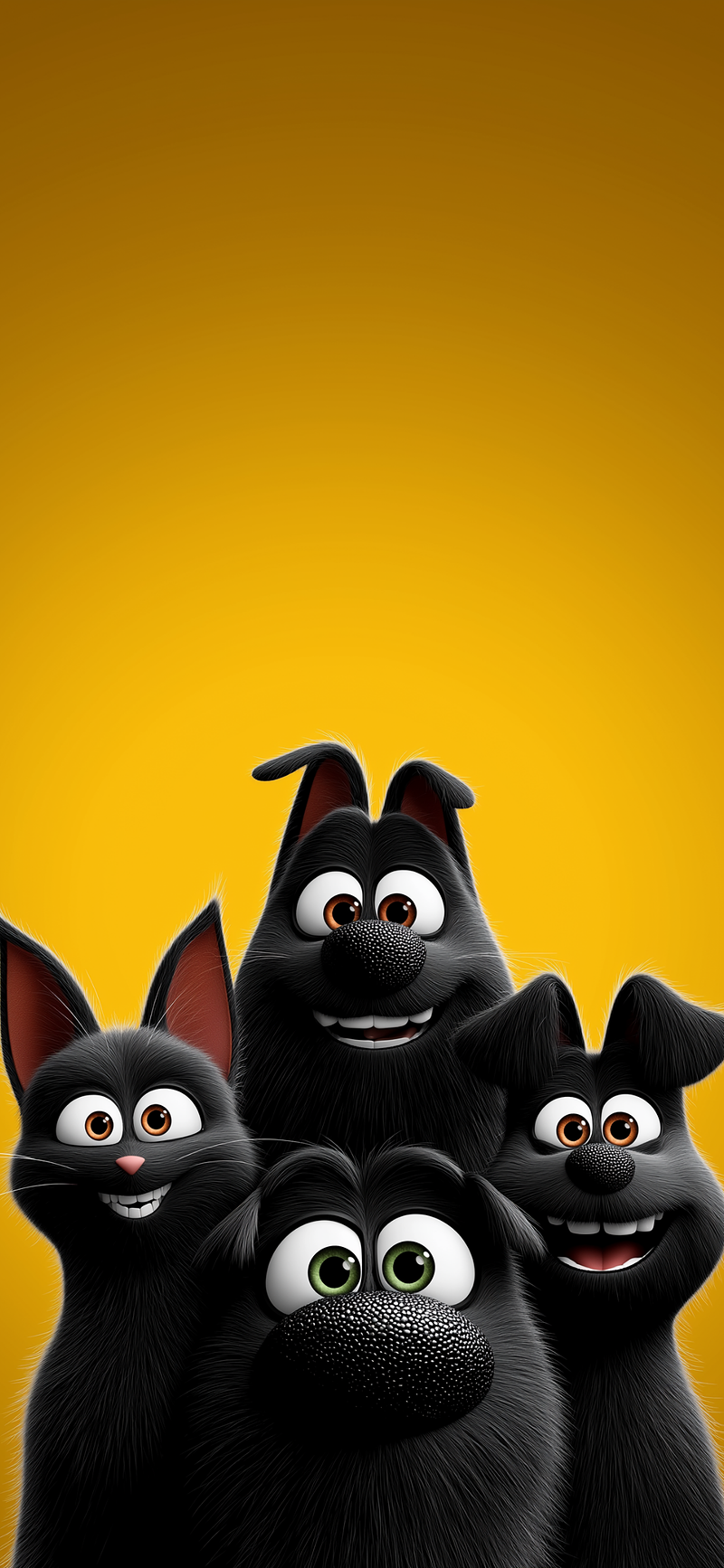 Cute Black Cartoon Pets Wallpaper Yellow HD - ios wallpapers mobile Wallpaper | Picmaze