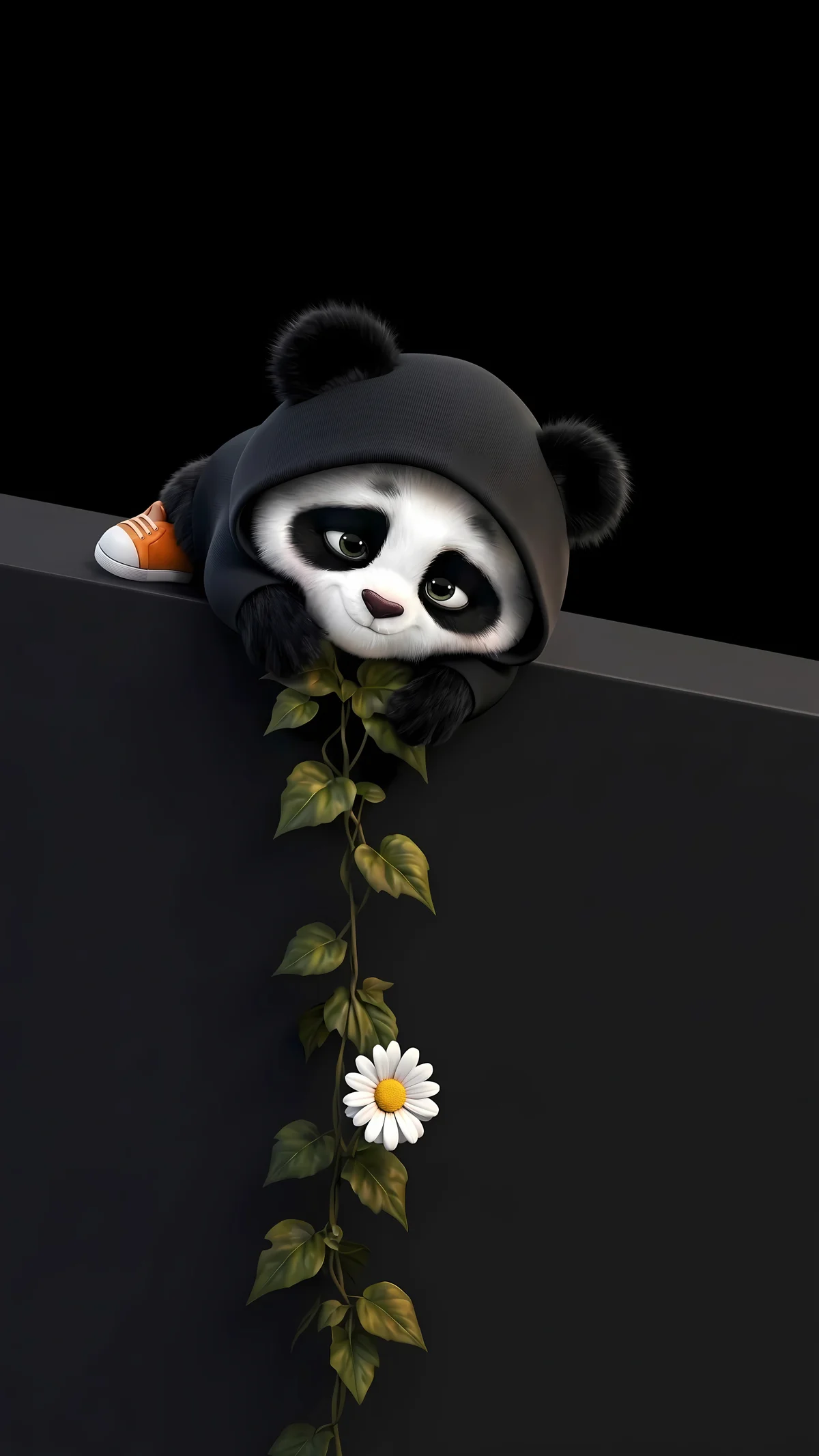 Cute Panda Hoodie Vine Dark AMOLED Phone Wallpaper wallpaper - Panda Wallpapers | Picmaze