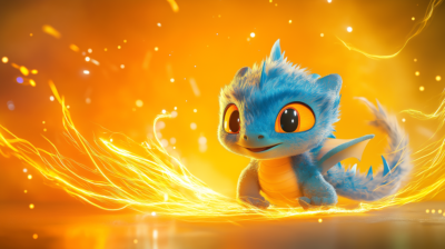 Cute Blue Baby Dragon 4K Wallpaper – Magical Fantasy Creature Glowing Fire Background - pc wallpapers desktop Wallpaper | Picmaze
