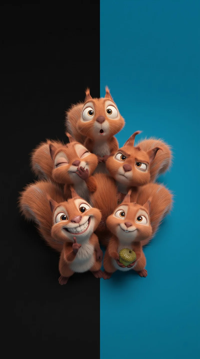 Funny Squirrel Group Split Color 4K AMOLED Phone Wallpaper Wallpaper | Picmaze