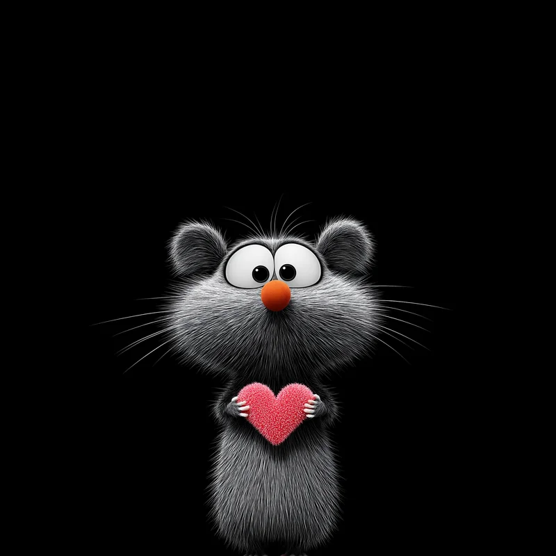 Cute Mouse Holding Heart Wallpaper with Dark Background profile picture