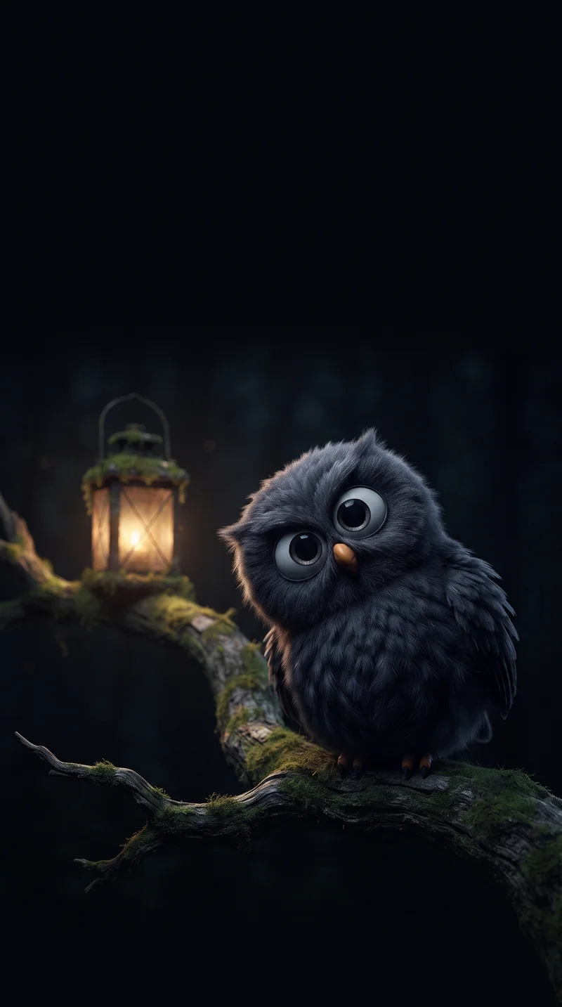 Cute Fluffy Owl with Glowing Lantern Wallpaper - live wallpapers mobile Wallpaper | Picmaze
