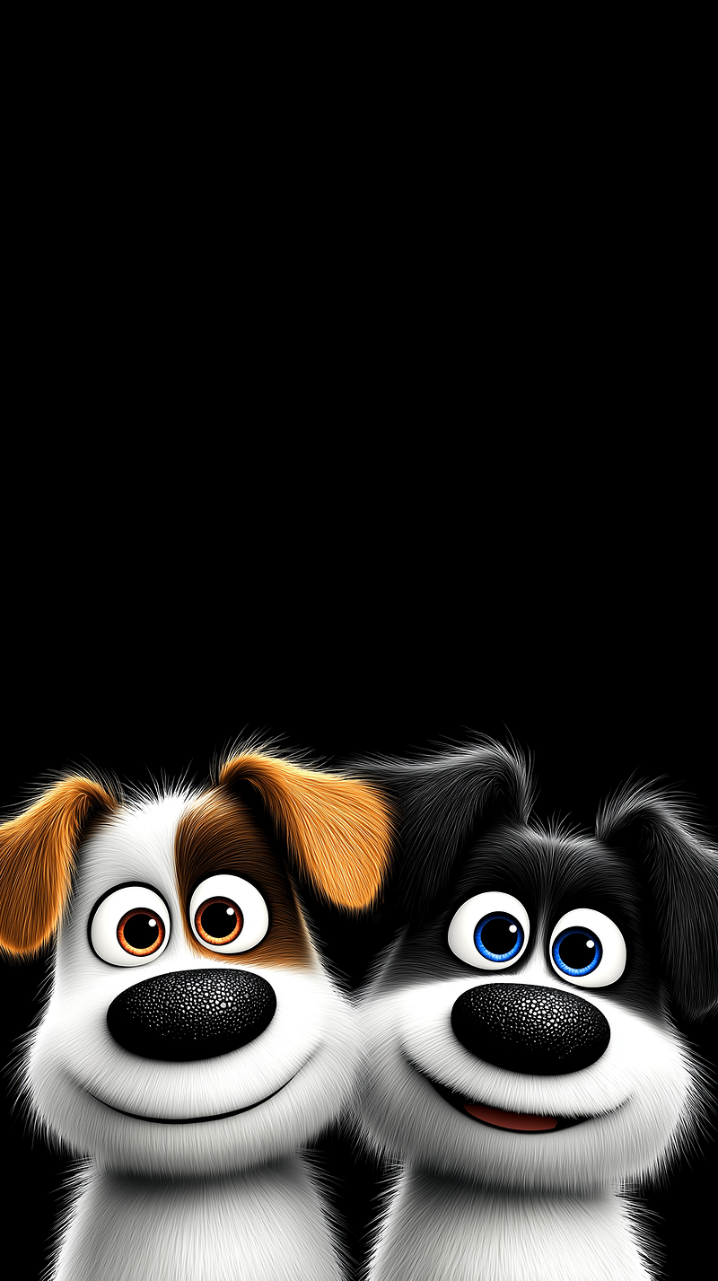 Cute Cartoon Dogs Smiling Wallpaper 4K Dark - draft mobile Wallpaper | Picmaze