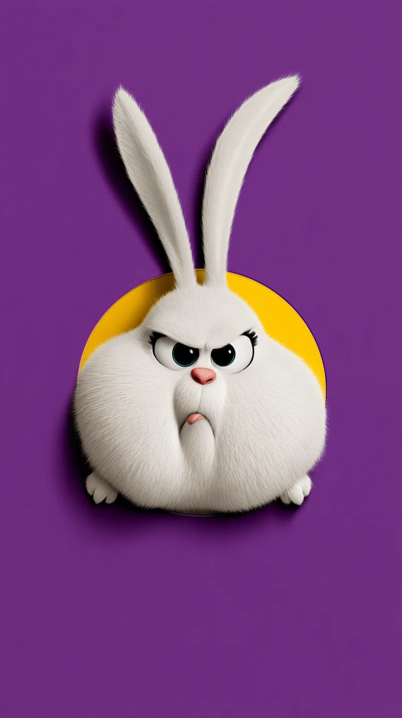 Grumpy White Rabbit Purple Background 4K Phone Wallpaper - rabbit mobile Wallpaper | Picmaze