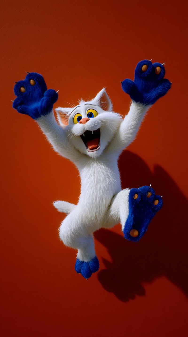 Funny Jumping White Kitten Wallpaper 4K Red Background - Cat Wallpapers mobile Wallpaper | Picmaze