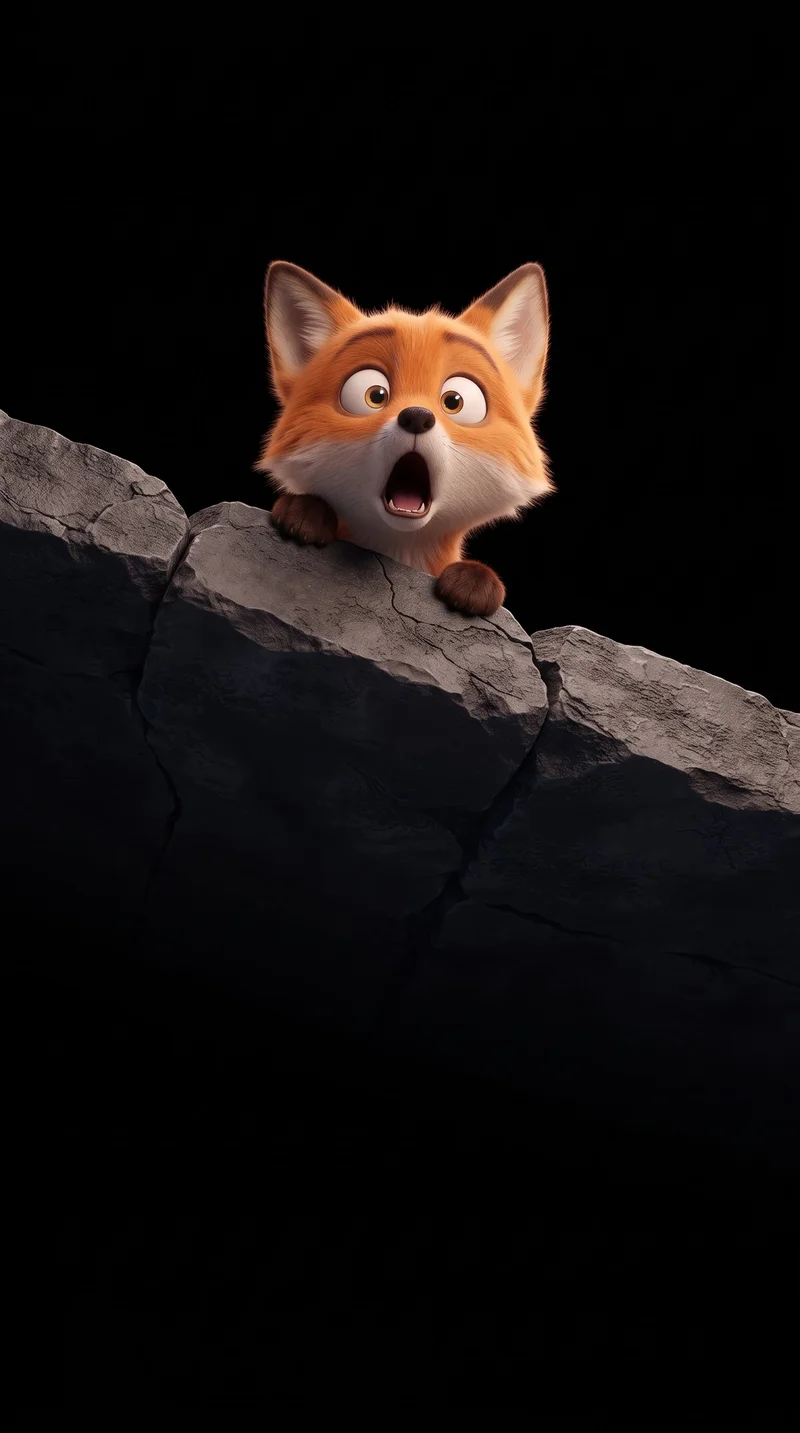 Shocked Orange Fox Peeking Over Cliff 4K AMOLED Phone Wallpaper - fox mobile Wallpaper | Picmaze