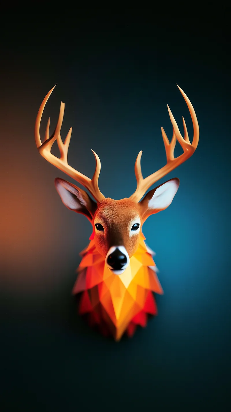 Geometric Deer Head Warm Glow 4K AMOLED Phone Wallpaper - Deer wallpapers  mobile Wallpaper | Picmaze