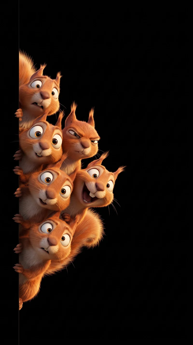 Cute Cartoon Squirrels Dark AMOLED 4K Phone Wallpaper Wallpaper | Picmaze