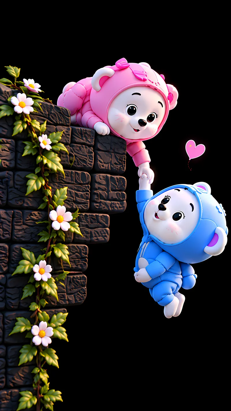 Two Cute Bears Holding Hands AMOLED 4K Phone Wallpaper - cute bear wallpapers mobile Wallpaper | Picmaze