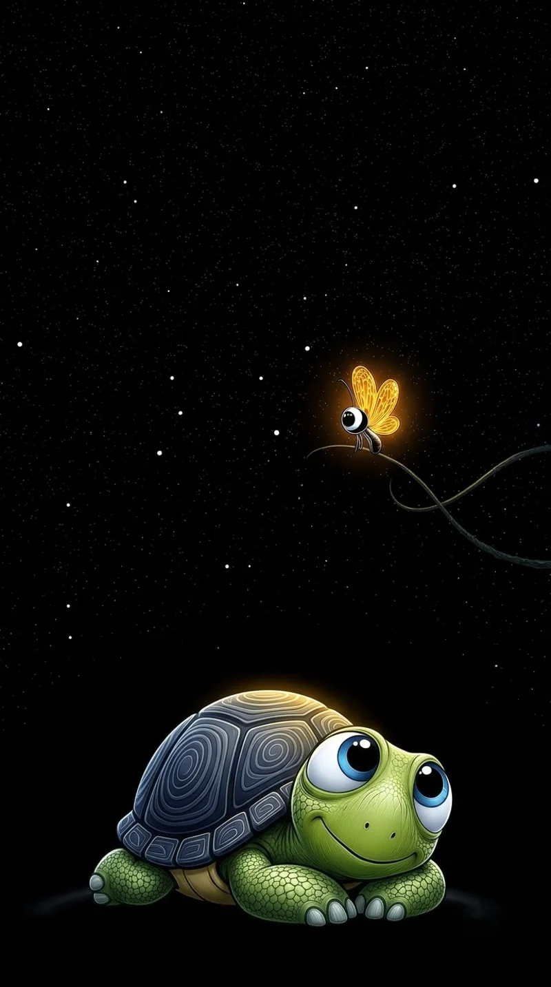 Cute Turtle and Glowing Bug Dark AMOLED 4K Phone Wallpaper - Turtle mobile Wallpaper | Picmaze