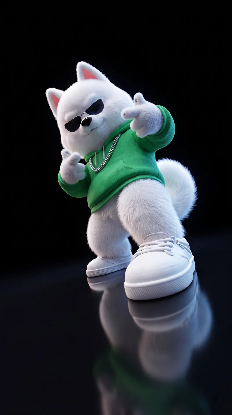Cool White Dog Green Hoodie AMOLED 4K Phone Wallpaper - Dogs wallpaper mobile Wallpaper | Picmaze