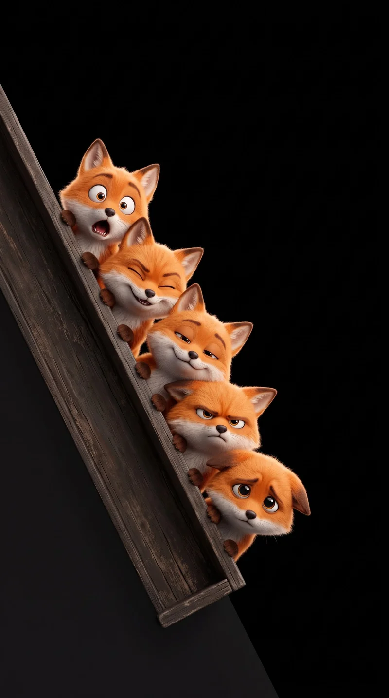 Cute Cartoon Foxes Peeking AMOLED 4K Phone Wallpaper - fox mobile Wallpaper | Picmaze