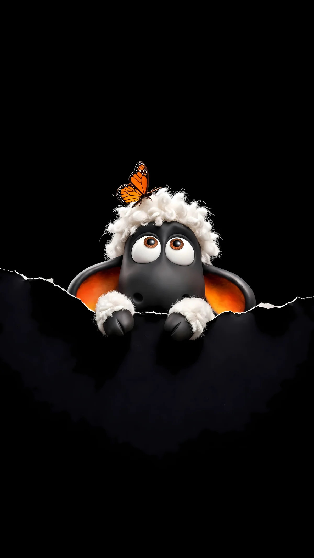 Cute Cartoon Sheep Butterfly Dark AMOLED 4K Phone Wallpaper wallpaper - Sheep wallpapers | Picmaze