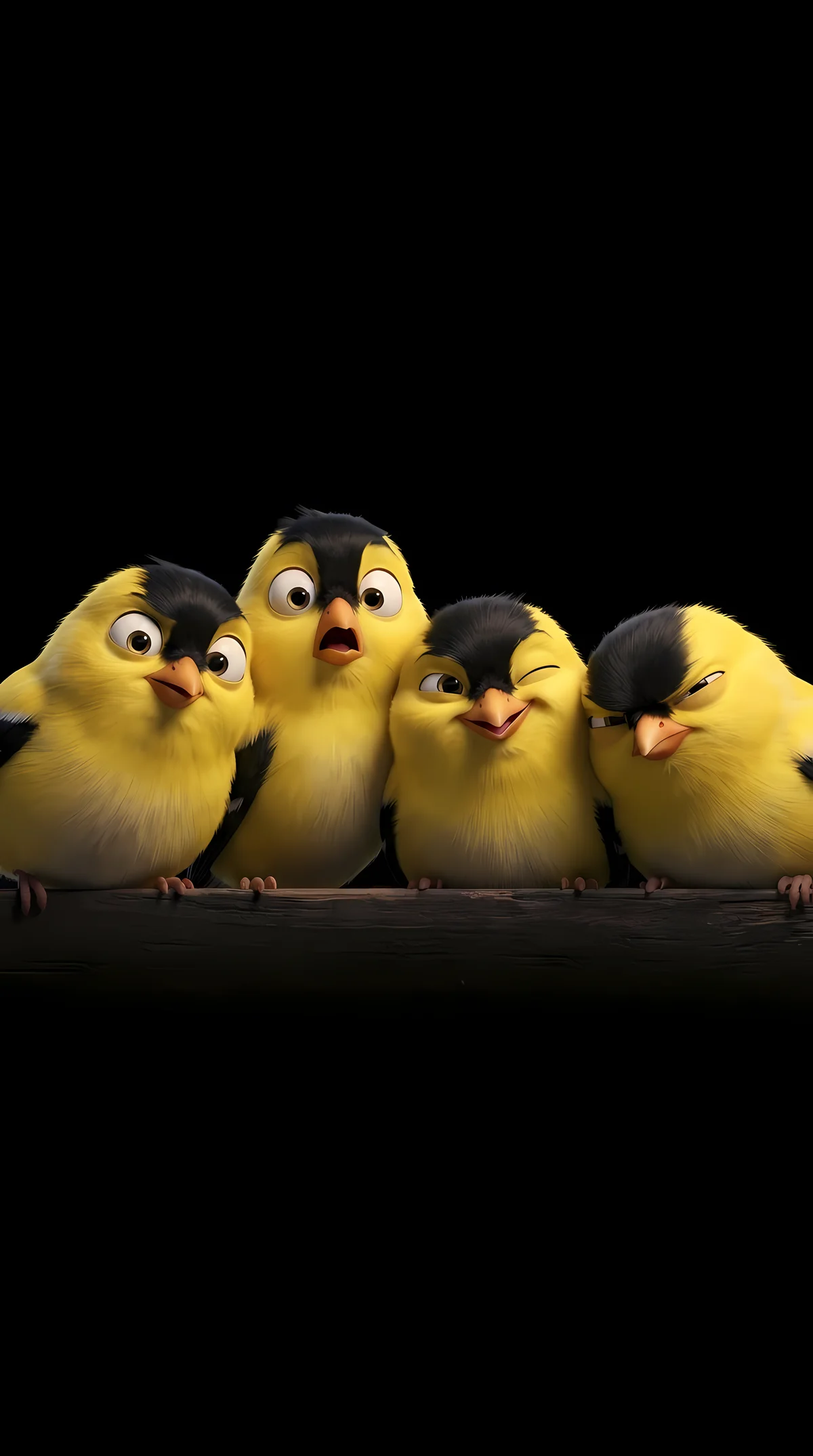 Four Cute Yellow Birds Minimalist Black 4K AMOLED Phone Wallpaper wallpaper - Bird Wallpapers | Picmaze