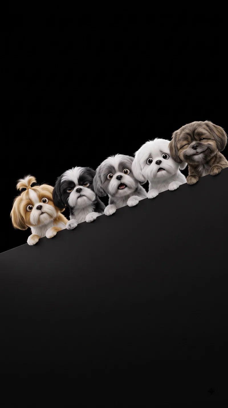 Cute Animated Puppies Peeking Over Edge AMOLED Wallpaper - Dogs wallpaper mobile Wallpaper | Picmaze