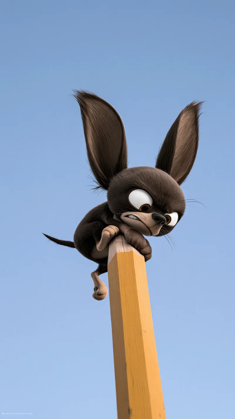 Grumpy Animated Dog On Pencil Blue Sky 4K Phone Wallpaper Wallpaper | Picmaze