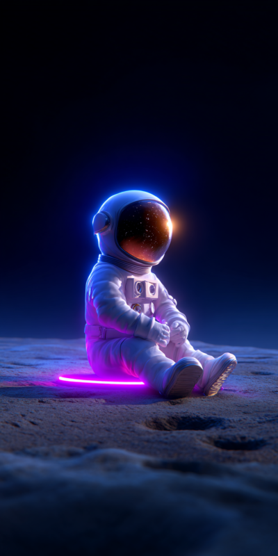 Cute Astronaut Moon iPhone Wallpaper – Neon Space Aesthetic iOS Background - ios wallpapers mobile Wallpaper | Picmaze