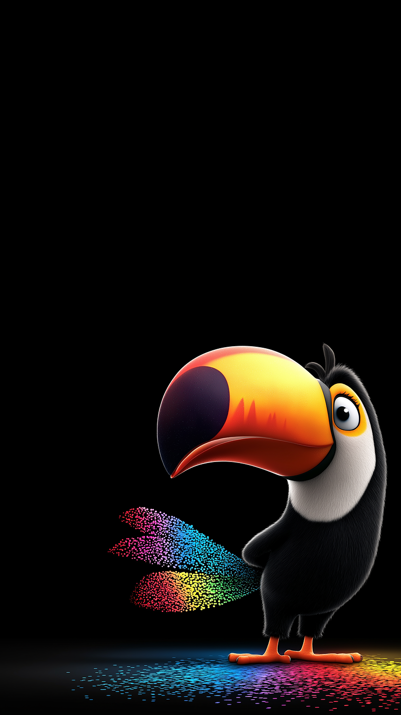 Cute Rainbow Toucan Dark Aesthetic 4K Wallpaper - NATURE mobile Wallpaper | Picmaze