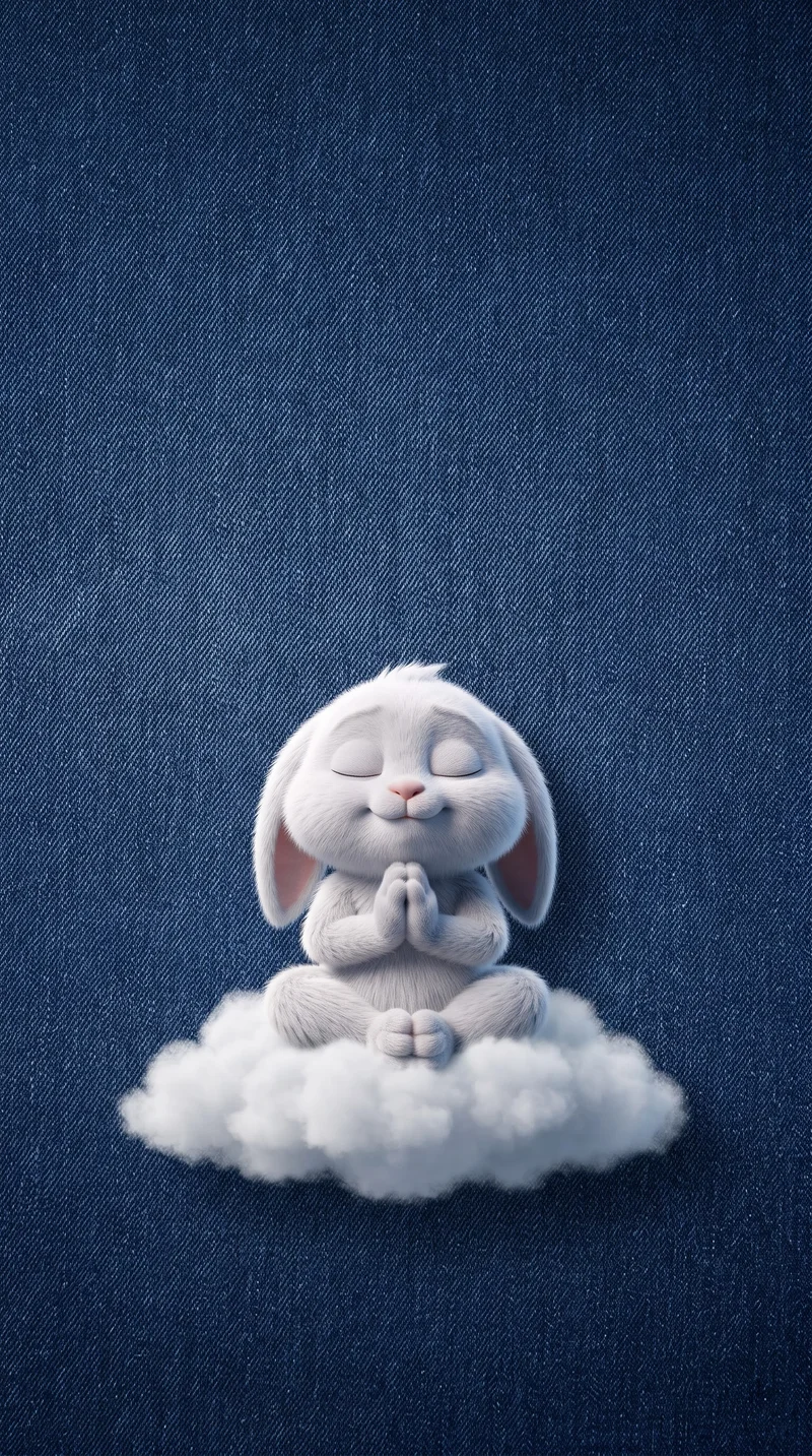 Meditating White Bunny on Cloud Denim Blue 4K Phone Wallpaper - rabbit mobile Wallpaper | Picmaze