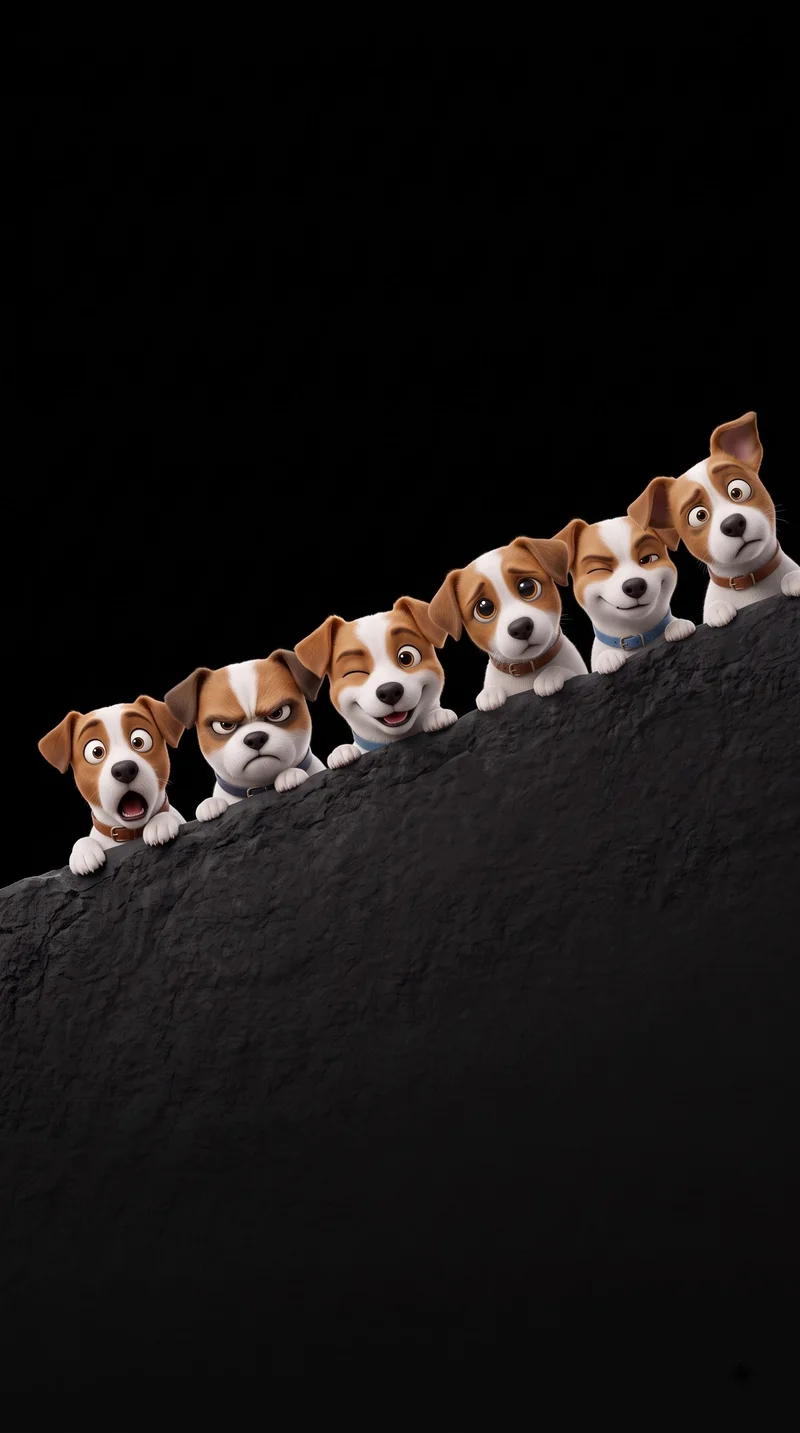 Funny Cartoon Puppies Dark AMOLED 4K Phone Wallpaper Wallpaper | Picmaze