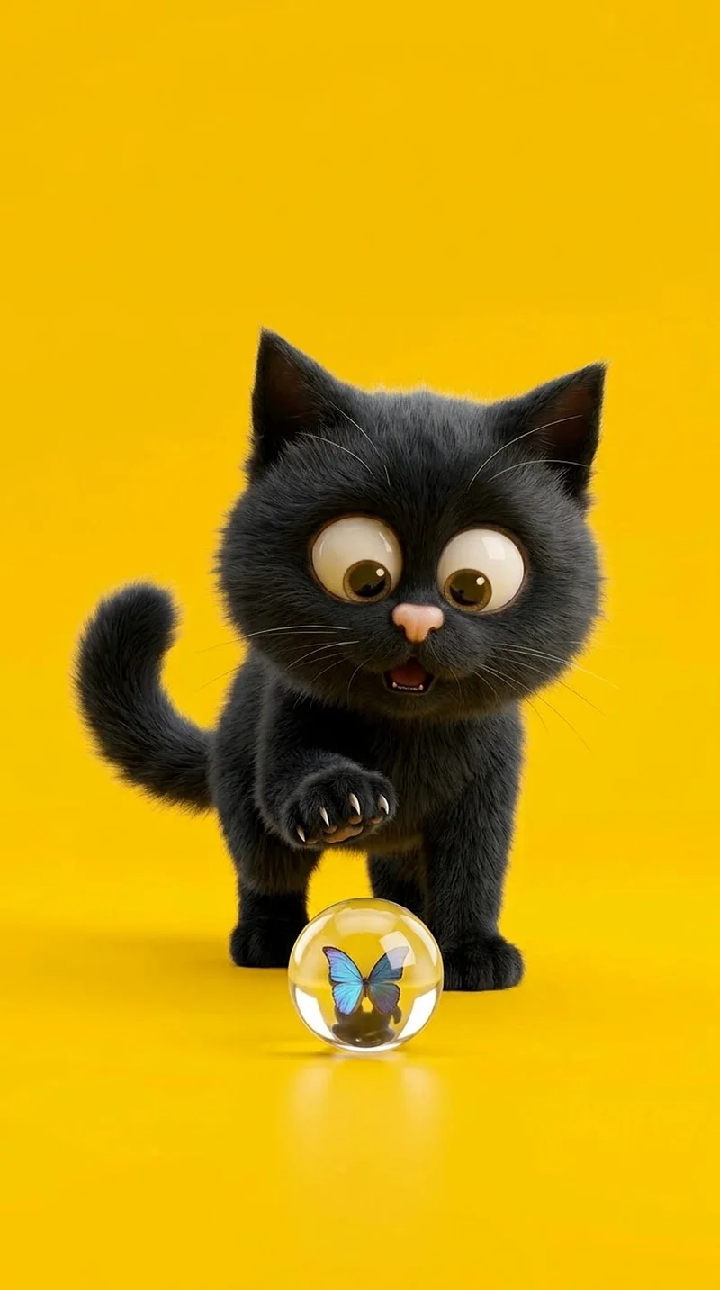 Black Cat with Blue Butterfly 3D Cute Aesthetic 4K Phone Wallpaper Wallpaper | Picmaze