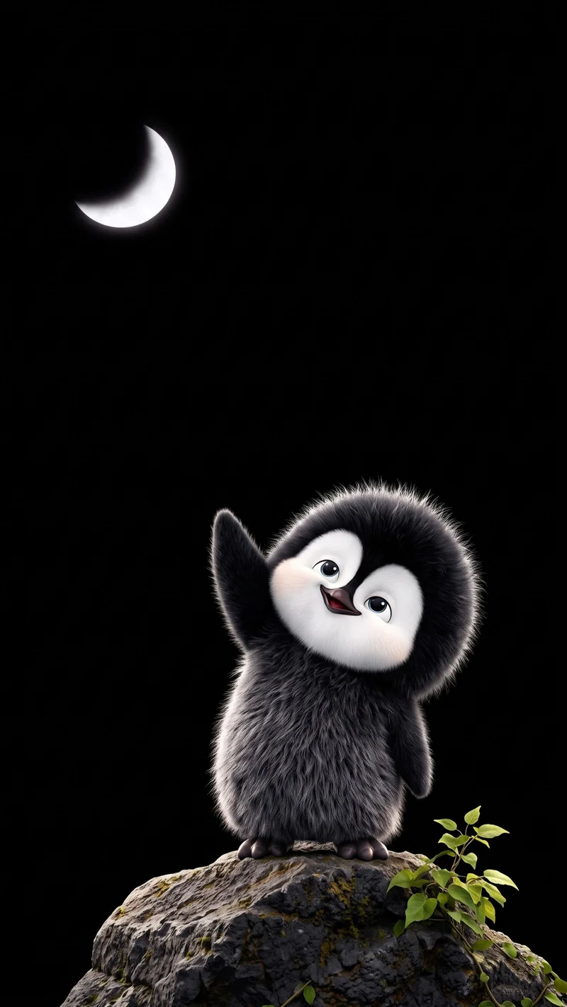 Fluffy Penguin Moon Wave 4K AMOLED Phone Wallpaper - Penguin Wallpapers mobile Wallpaper | Picmaze
