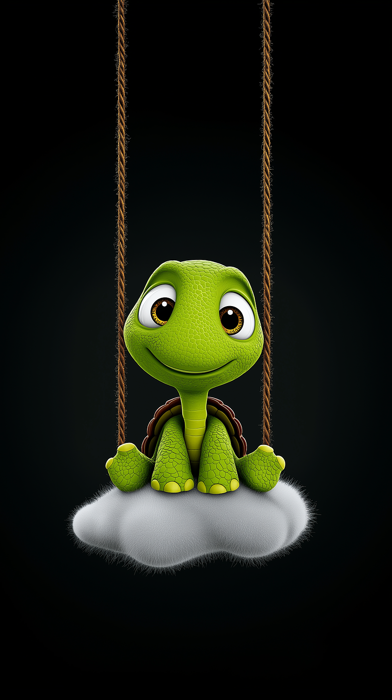 Cute Turtle on Cloud Swing Wallpaper 4K - NATURE mobile Wallpaper | Picmaze