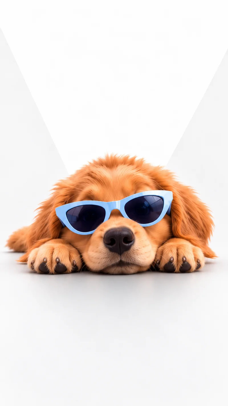 Golden Puppy Blue Sunglasses Minimalist 4K Phone Wallpaper Wallpaper | Picmaze