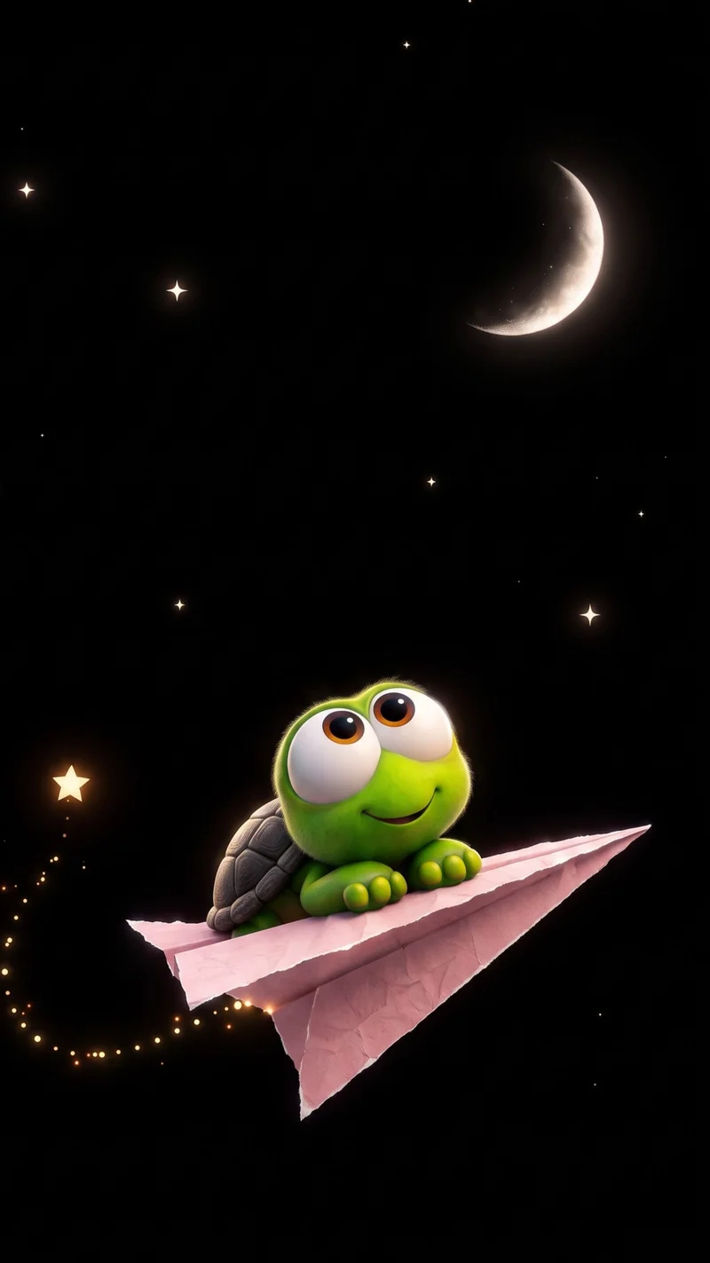 Green Turtle Paper Airplane Night Sky AMOLED Phone Wallpaper - Turtle mobile Wallpaper | Picmaze