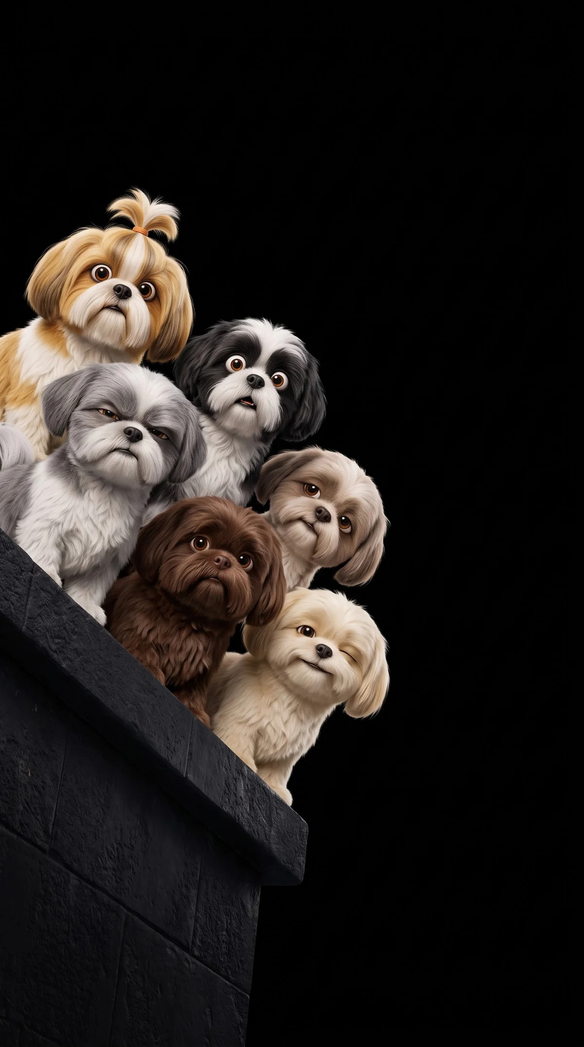 Peek-a-Boo Shih Tzu Friends 4K Digital Illustration wallpaper - Dogs wallpaper | Picmaze