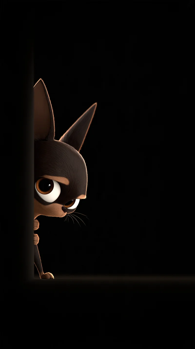 Curious Animated Creature Dark Corner AMOLED Phone Wallpaper Wallpaper | Picmaze