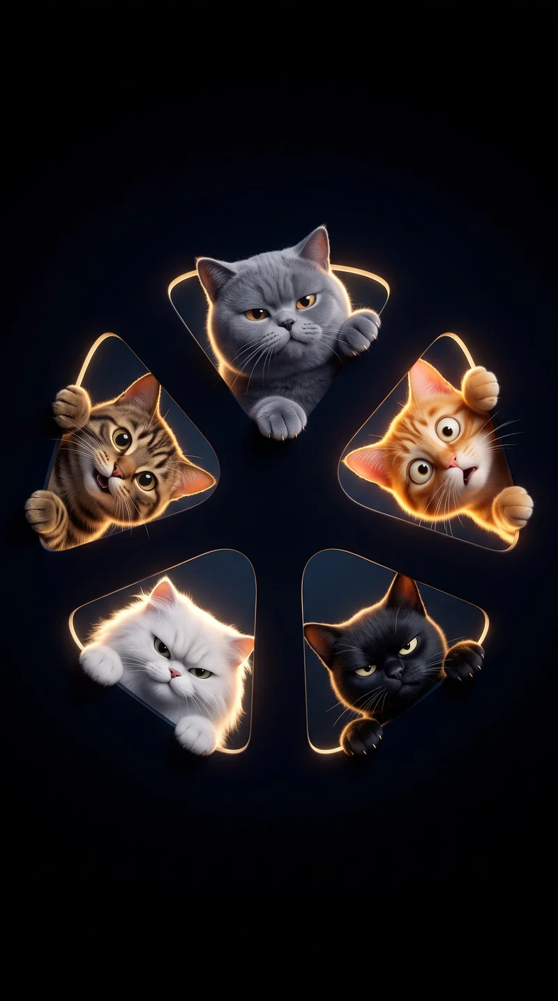 Cute Peeking Cats Dark Glow 4K AMOLED Phone Wallpaper Wallpaper | Picmaze