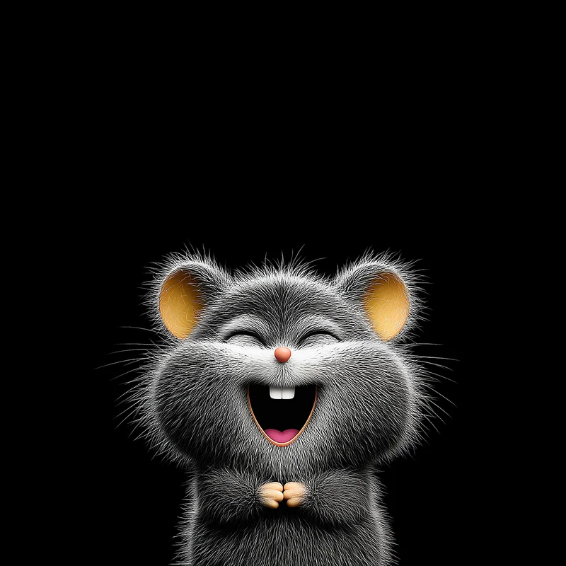 Laughing Cute Mouse Wallpaper with Black Minimal Background Profile Picture profile picture