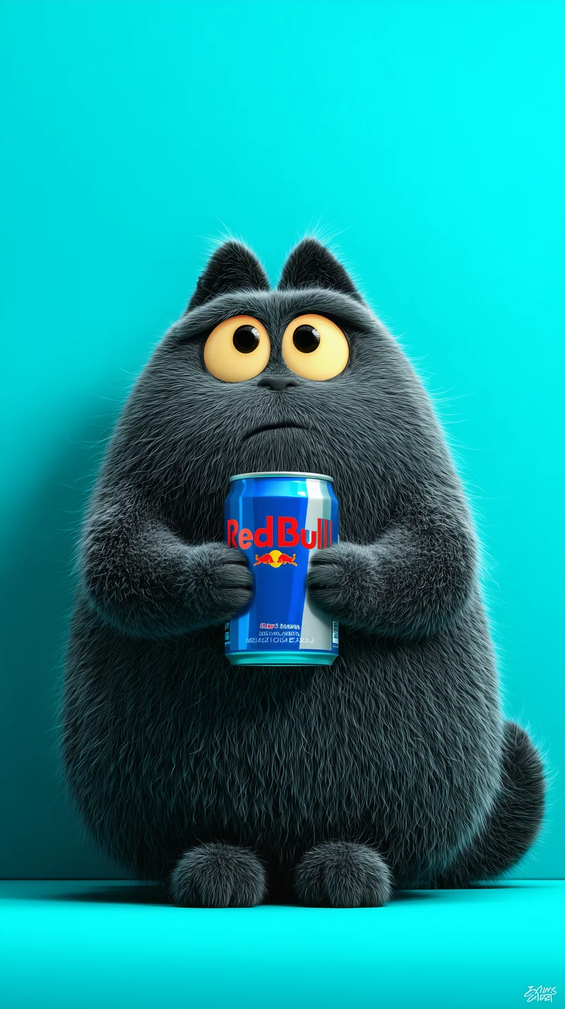 Chubby Fluffy Black Cat Cyan 4K Phone Wallpaper - Cat Wallpapers mobile Wallpaper | Picmaze
