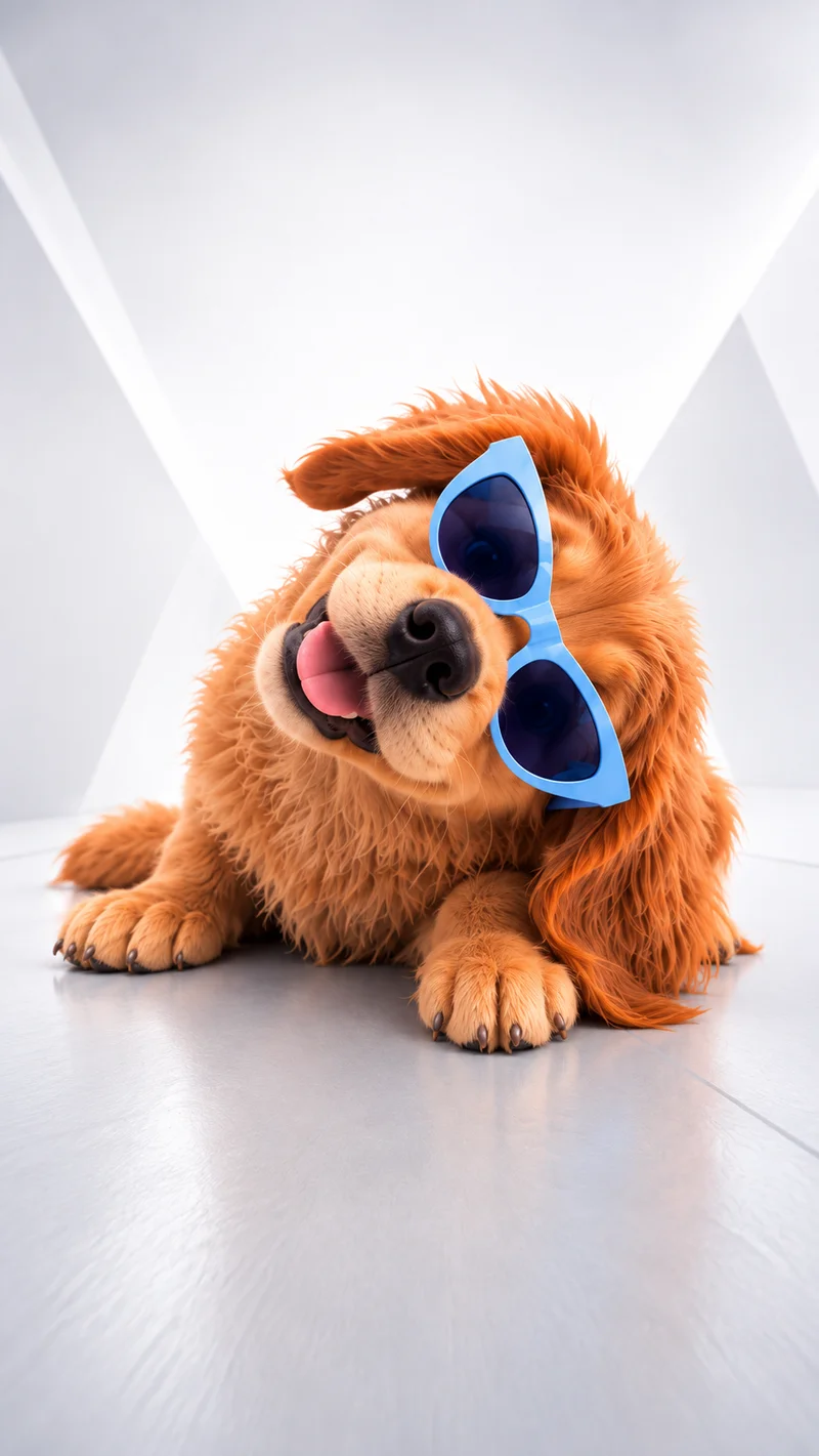 Fluffy Dog Blue Sunglasses Playful 4K Phone Wallpaper Wallpaper | Picmaze