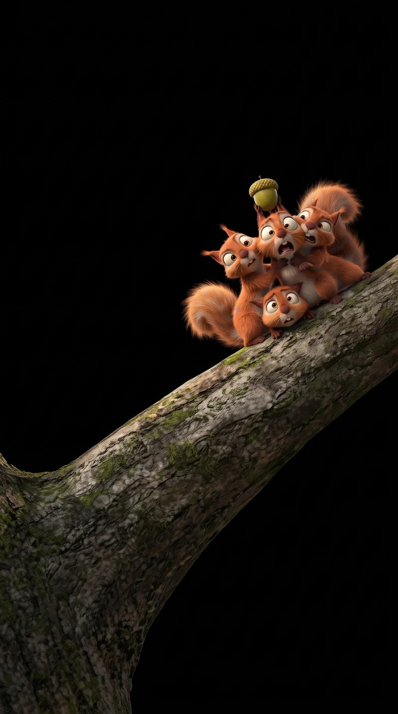 Funny Squirrel Group Acorn Dark AMOLED 4K Phone Wallpaper Wallpaper | Picmaze