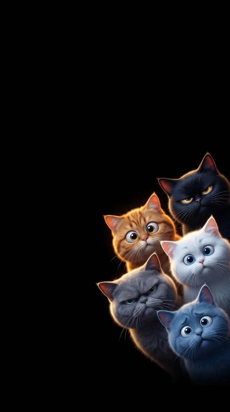Funny Cute Cats Dark AMOLED 4K Phone Wallpapers Wallpaper | Picmaze