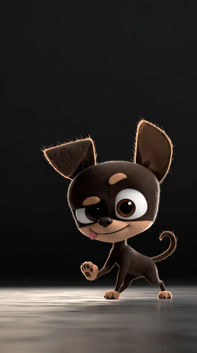 Cartoon Puppy Playful Dark AMOLED 4K Phone Wallpaper Wallpaper | Picmaze