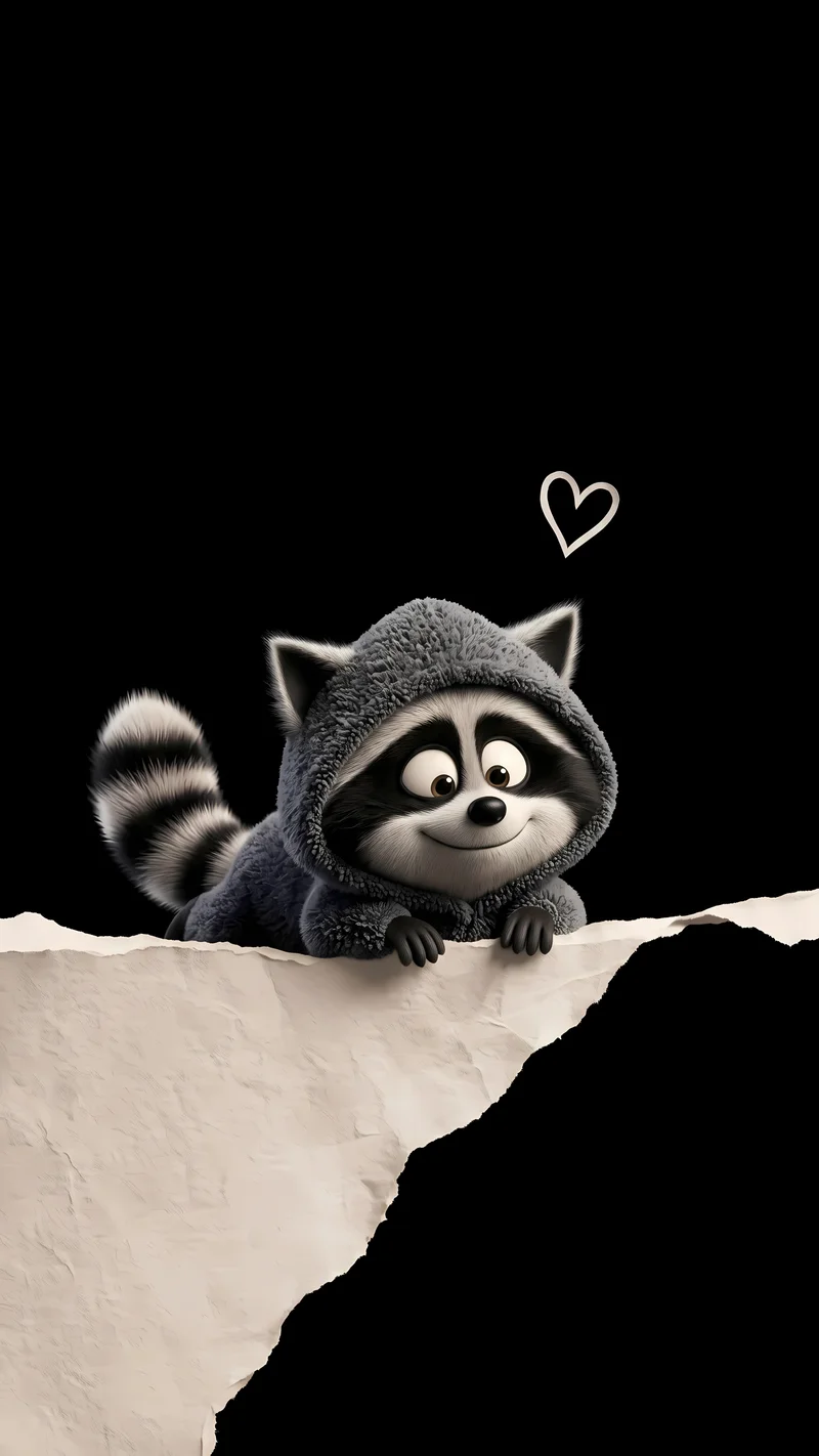 Cute Raccoon Hooded Cartoon Animal AMOLED 4K Phone Wallpaper - Cute Raccoon wallpapers mobile Wallpaper | Picmaze
