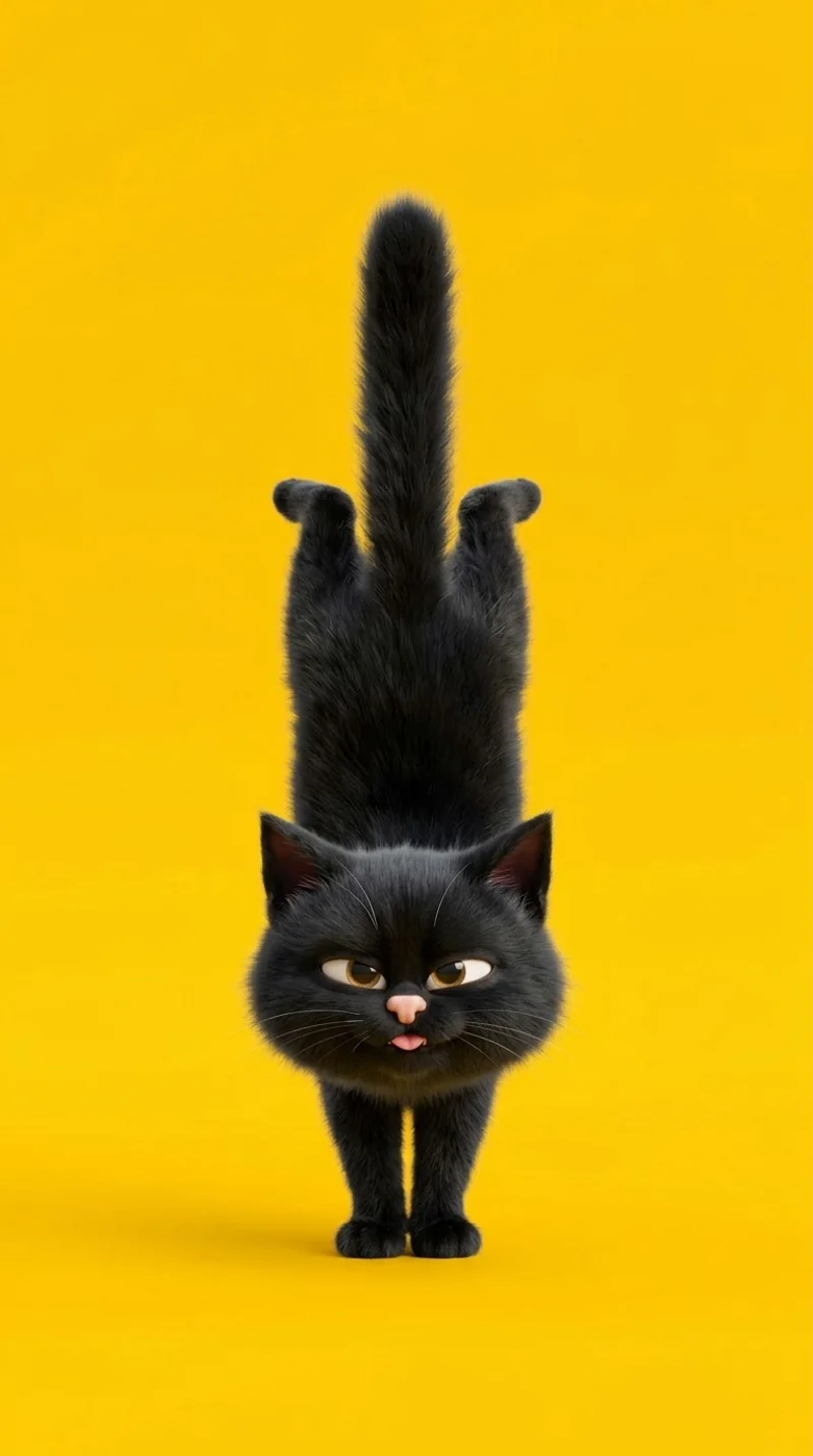 Funny Black Cat Yellow Background 4K Aesthetic Phone Wallpaper Wallpaper | Picmaze