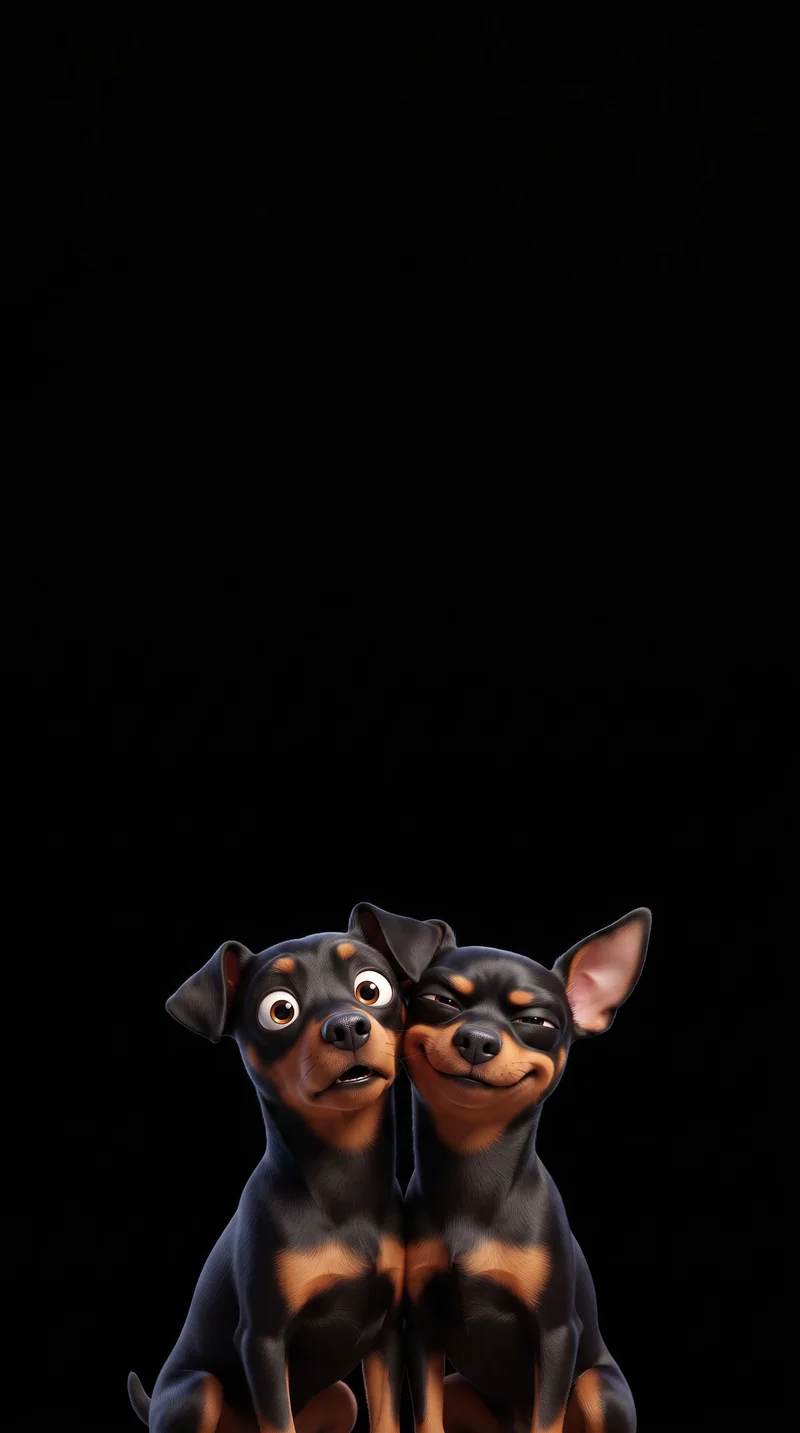 Dual Personality Dog Duo 3D Animated Illustration