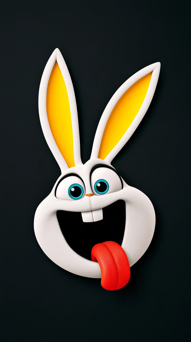 Funny Cartoon Bunny Face Black AMOLED 4K Phone Wallpaper - rabbit mobile Wallpaper | Picmaze