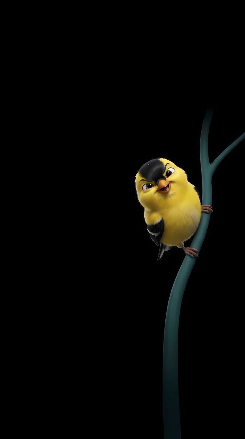 Cute Animated Yellow Bird Dark AMOLED Black 4K Phone Wallpaper - Bird Wallpapers mobile Wallpaper | Picmaze