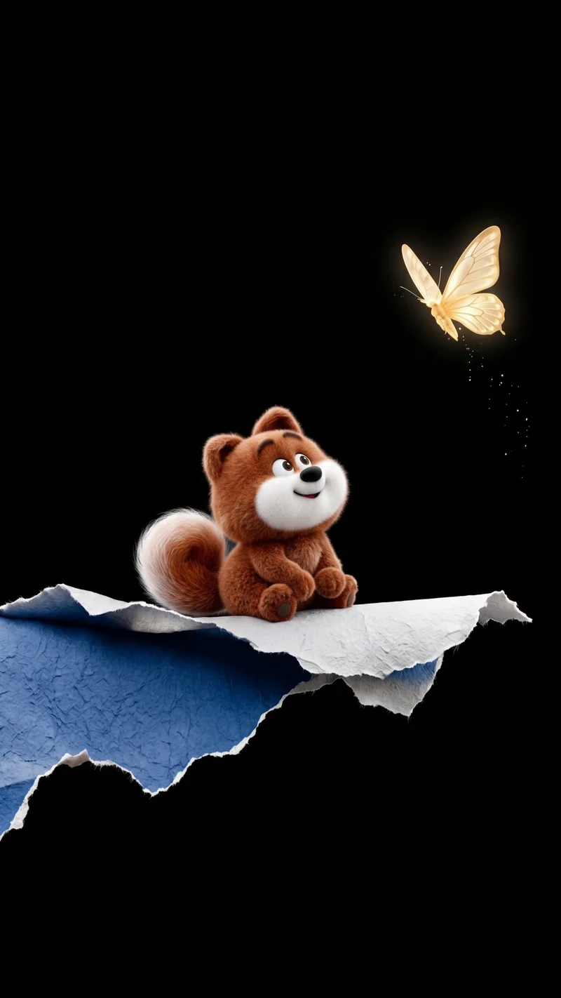 Fluffy Fox And Glowing Butterfly AMOLED Phone Wallpaper - fox mobile Wallpaper | Picmaze