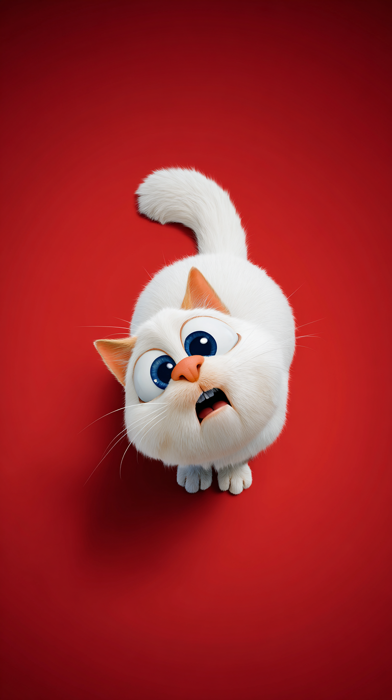 Cute White Kitten Wallpaper 4K Red Background - Cat Wallpapers mobile Wallpaper | Picmaze