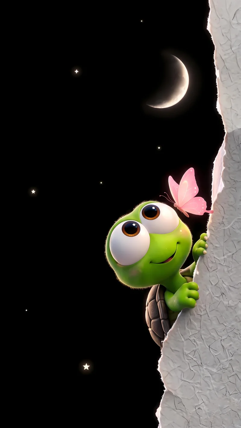 Cute Turtle Butterfly Night Sky AMOLED 4K Phone Wallpaper - Turtle mobile Wallpaper | Picmaze
