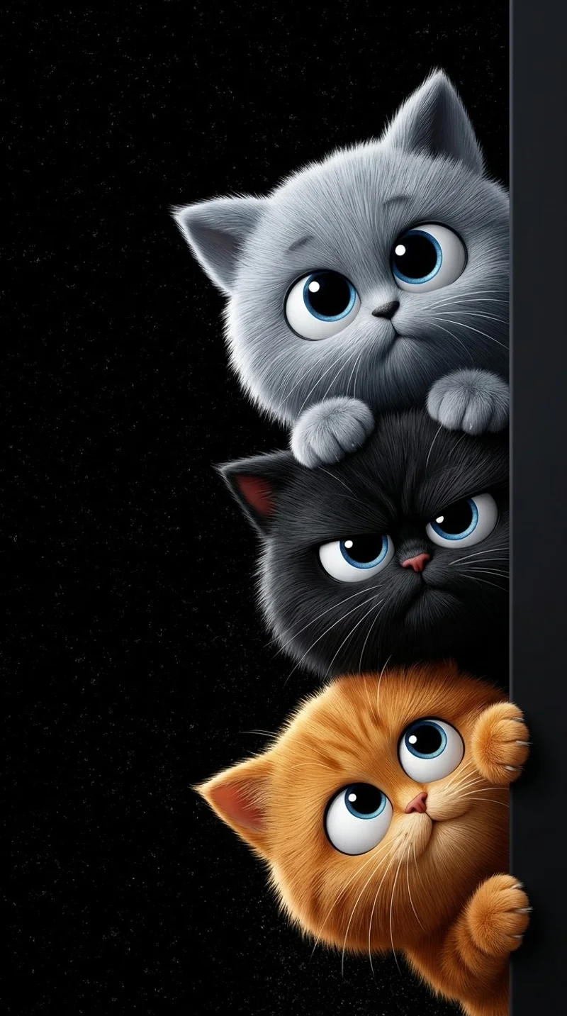 Cute Fluffy Cartoon Cats AMOLED Wallpaper - live wallpapers mobile Wallpaper | Picmaze